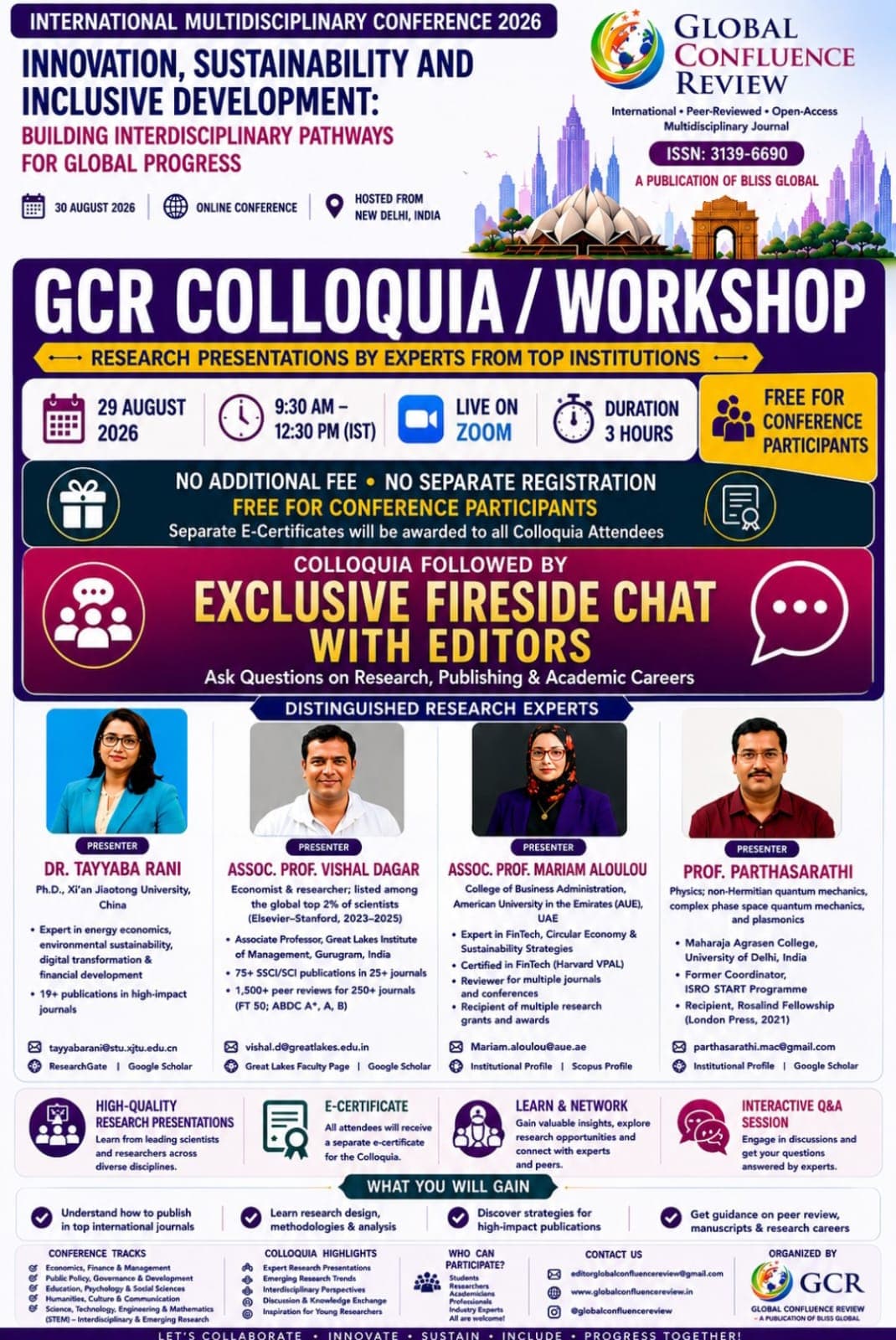 Poster for the GCR Colloquia / Research Workshop 2026