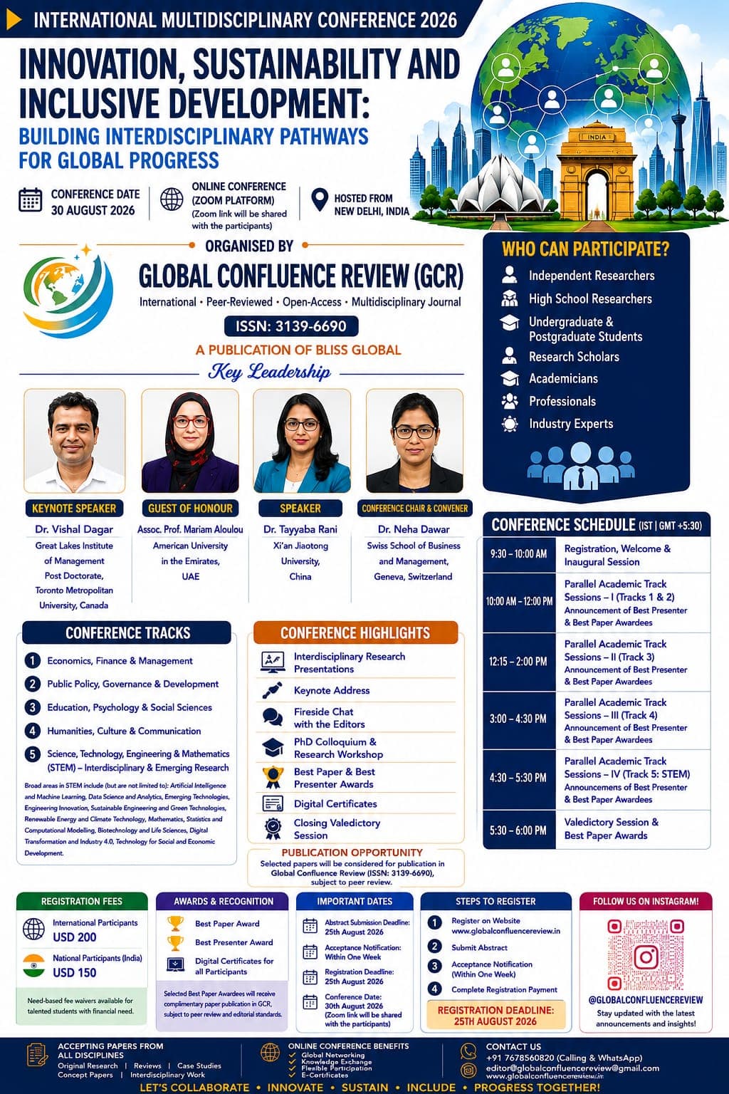 Poster for the GCR International Multidisciplinary Conference on 30 August 2026